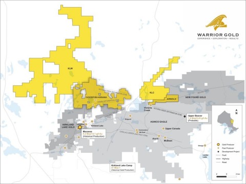 Map 1. Location Map of Warrior Gold's new KLW and KLC land packages. (Graphic: Business Wire)