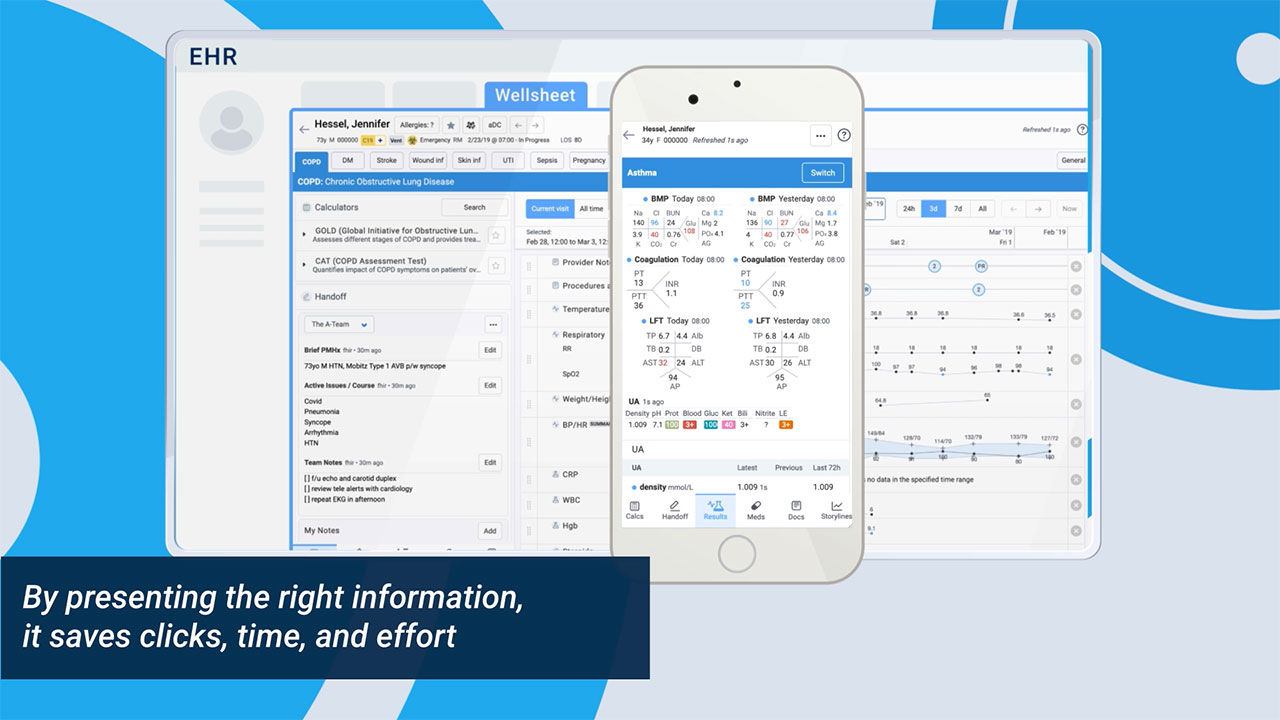 Watch Wellsheet’s predictive workflow platform in action over laptop or mobile access: quickly find the right clinical information and patient history, provide notification on demand, transfer of care handouts, clinical trials identification, and more. (Video: Business Wire)
