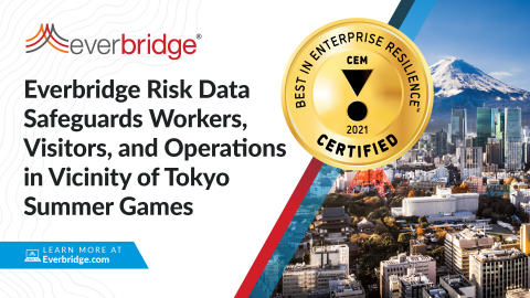 エバーブリッジが東京で開催中の国際的な夏季競技大会を支援すべく、訪問者、事業活動、出張労働者を保護するための新しいリスク・データ・インテリジェンス・フィードを提供。（画像：ビジネスワイヤ）