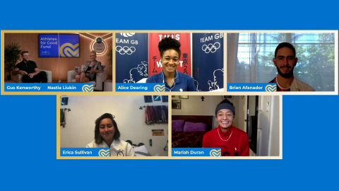 original Athletes Mariah Duran, Alice Dearing, Brian Afanador and Erica Sullivan share their personal experiences that inspired them to serve their communities during a panel discussion hosted by P&G. (Photo: Business Wire)