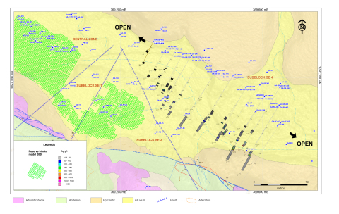 Figure 2: Plan View of SE Block #4 Extending Mineralization Southeast from Known Reserve Blocks Shown in Green (Graphic: Business Wire)