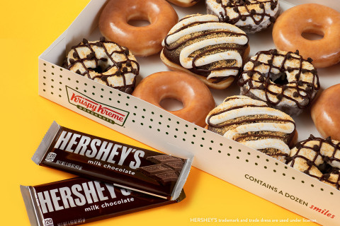 Starting Aug. 10, enjoy two delicious doughnuts that combine Krispy Kreme’s marshmallowy KREME™ with Hershey’s chocolate goodness (Photo: Business Wire)