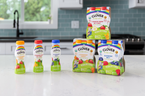 Clover Sonoma Debuts New Colorful Kid’s Line of Organic Clover the Rainbow Dairy Beverages and Snack Products (Photo: Business Wire)