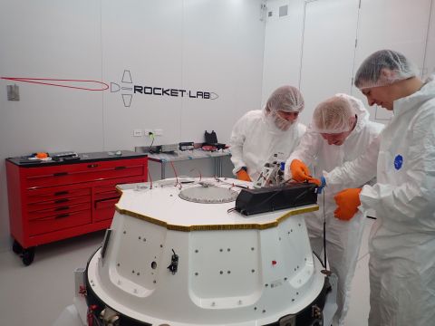 Alba Orbital Team in Rocket Lab Payload Integration Cleanroom at Launch Complex 1 (Photo: Business Wire)