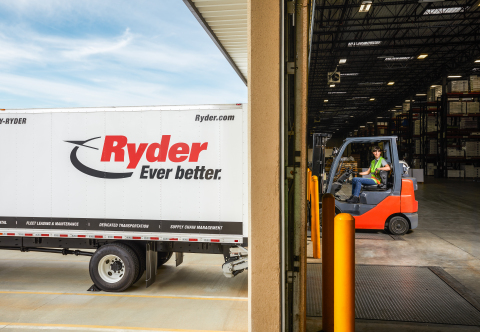 A forklift operator loads a Ryder truck at a supply chain warehouse. The company is named by Inbound Logistics as a Top 100 3PL for 2021 for supply chain excellence. (Photo: Business Wire)