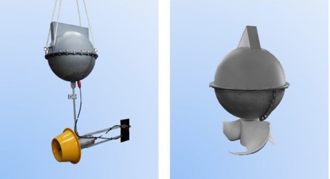 Energy Harvesting Smart Buoys. Left: SLTT (Small Lens-type Tidal Turbines), Right: VTT (Vertical-axis Tidal Turbines) (Graphic: Business Wire)