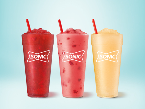 The latest SONIC Drive-In frozen treat is available in three wine-inspired flavors: Strawberry Frosé, Red Berry Sangria and Peach Bellini. (Photo: Business Wire)