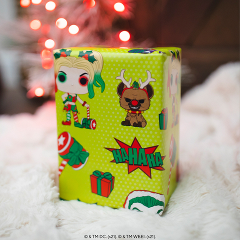 Funko Pop!-inspired wrapping paper featuring DC Comics characters. (Photo: Business Wire)