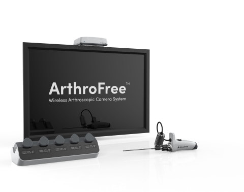 The novel ArthroFree™ platform, when approved, is expected to be the world’s first FDA approved fully wireless, minimally invasive modular camera system for the operating room, featuring the patented Meridiem™ light engine. (Photo: Business Wire)