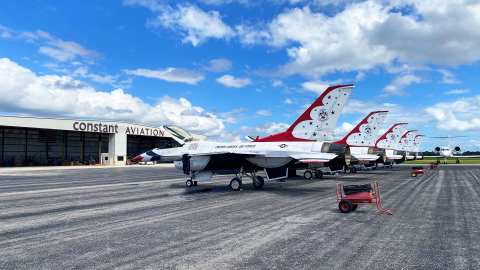 Constant Aviation is the Official Aircraft Maintenance & AOG Support sponsor and provider for the 2021 Cleveland National Air Show at Burke Lakefront Airport (ICAO: KBKL). They also will provide hangar space at their Cleveland Hopkins International Airport facility (ICAO: KCLE) and will provide other support for the U.S. Air Force Thunderbirds. (Photo: Business Wire)