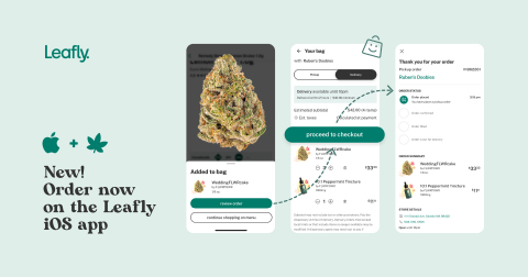 New! Order now in the Leafly iOS app. (Graphic: Business Wire)