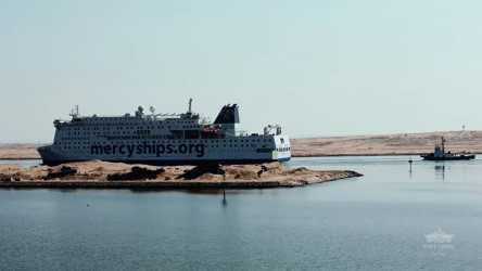 The Global Mercy(R) transited the Suez Canal free of charge on August 28, 2021 thanks to Egyptian authorities. Photo courtesy of the Suez Canal Authority.