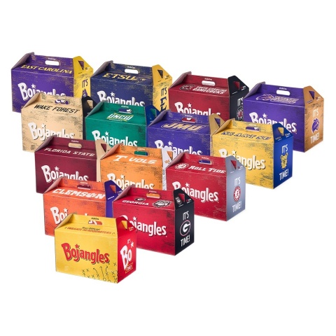 Bojangles 2021 lineup of college team Big Bo Boxes, which includes newbies Wake Forest University, Florida State University and North Carolina A&T State University. This season, whether fans are making up for lost time by showing out for their home teams, laying low and homegating from the couch, or turning mundane activities into tailgates, Bo has a box for them. (Photo: Bojangles)