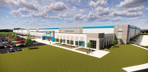 A rendering of Amazon's announced Delta Charter Township fulfillment center, anticipated to launch in mid-Michigan in 2022. (Photo: Business Wire)