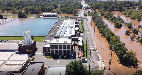 Aerial view of the company's Raritan Millstone Water Treatment Plant during Tropical Depression Ida. (Photo: Business Wire)