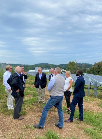 Executives from Standard Solar, SEIA, local government officials and United States Senators Cardin and Van Hollen tour the Shepherds Mill Community Solar Project in Maryland. (Photo: Business Wire)