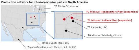 Production network for interior/exterior parts in North America (Graphic: Business Wire)