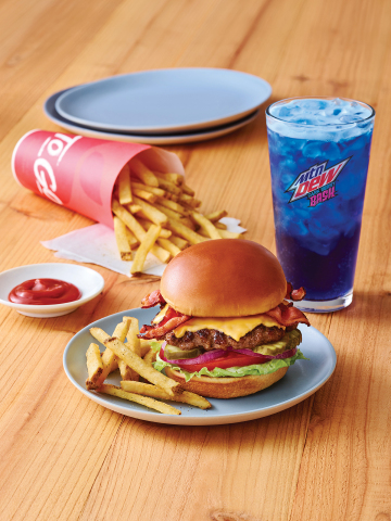 Get ANY handcrafted burger with fries and a 30 oz. MTN DEW Dark Berry Bash via To Go and Delivery only for just $9.99 on September 18 for National Cheeseburger Day (Photo: Business Wire)