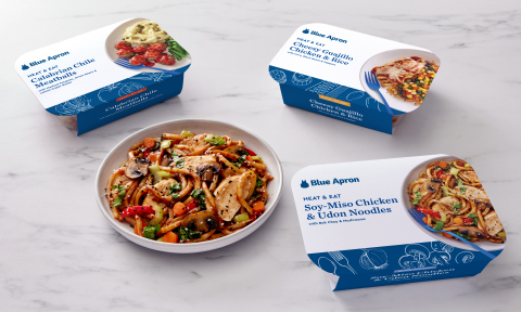 Blue Apron introduces Heat & Eat, its first single-serving meals. The new menu option is available to order through Blue Apron’s website and mobile app. (Photo: Business Wire)