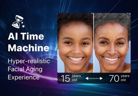 Experience the most realistic face aging simulation with the YouCam Time Machine (Graphic: Business Wire)