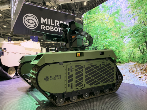 Utilising Milrem Robotics’ THeMIS unmanned ground vehicles (UGV) integrated with MSI-DSL’s Remote Weapon Systems (RWS) and Electrical Optical Sensor Systems the companies are offering a step change in countering mini-UAV, loitering munitions or other small difficult to detect airborne targets. (Photo: Business Wire)