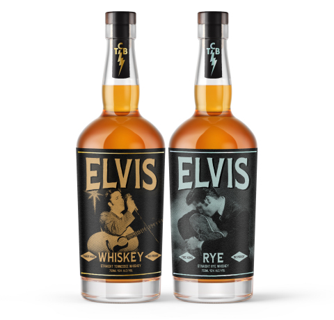 Grain & Barrel Spirits today announced a long-term licensing agreement with Elvis Presley Enterprises (EPE) to launch a duo of Elvis Presley-themed whiskeys. Both expressions – rye and whiskey – were sourced and blended by an expert team of whiskey experts and bottled in Tennessee, where Elvis began his career and called home. (Photo: Business Wire)