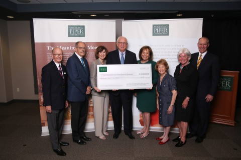 Trustees and CEO of Virginia G. Piper Charitable Trust award $123 million in surprise grants to Maricopa County nonprofits--a philanthropic milestone in Arizona's history. From left: Paul Critchfield, Jose Cardenas, Judy Jolley Mohraz, Jim Bruner, Sharon Harper, Laura Grafman, Mary Jane Rynd (CEO), and Steve Zabilski. (Photo: Business Wire)