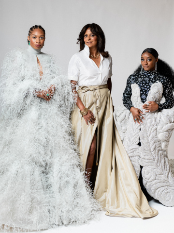 Allyson Felix, Gap Inc. CEO Sonia Syngal, and Simone Biles attend The Met Gala with Athleta (September 2021, Photo courtesy of Benjamin Rosser)