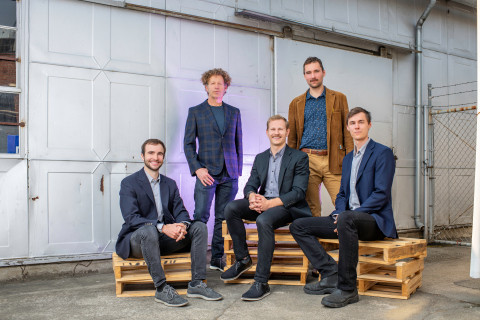 The five Ambi Robotics founders. Pictured from left to right: Matthew Matl, Co-Founder, and VP, Software; Ken Goldberg, Co-Founder and Chief Scientist; Jeff Mahler, Co-founder and CTO; Stephen McKinley, Co-Founder and VP of Operations; David Gealy, Co-Founder and VP of Mechatronics. (Photo: Business Wire)