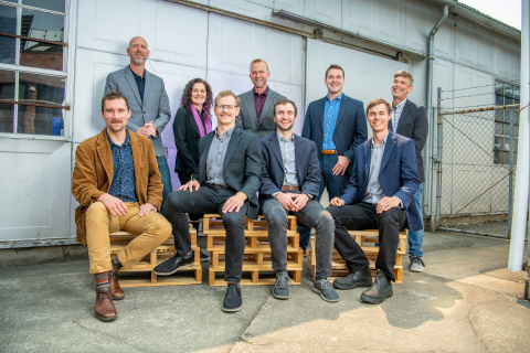 The Ambi Robotics leadership team. Pictured from left to right: Jeff Mahler, Co-founder and CTO; Aaron Smith, VP, Solutions; David Gealy, Co-Founder and VP of Mechatronics; Sandra Kazee, VP, Finance; Jim Liefer, CEO; Matthew Matl, Co-Founder, and VP, Software; Stephen McKinley, Co-Founder and VP of Operations; Joseph Ruck, VP, Marketing; John Zaremba, Head of Sales. (Photo: Business Wire)