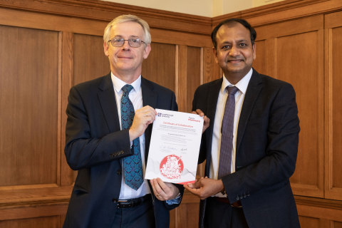 Left to Right: Professor Chris Linton Acting President and Vice Chancellor of Loughborough University and Manish Upadhyay, Head Sports Technology Vertical, Tech Mahindra (Photo: Business Wire)