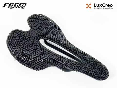 Form Cycling and LuxCreo partner to bring new saddle innovation and supply chain to cycling with additive manufacturing. Feel greater cushioning and comfort for all terrain with Form Cycling’s proprietary saddle contour and generatively designed 3D printed lattice structures. (Photo: Business Wire)