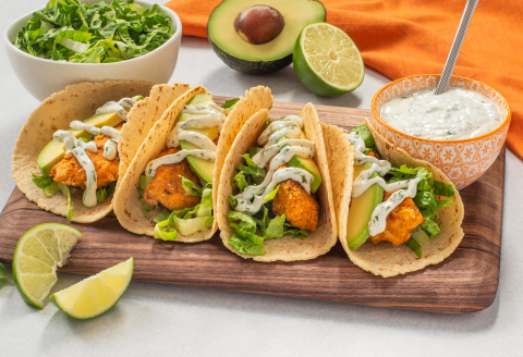 Crispy Gluten-Free Chicken Tacos Made with Mission Foods' New Almond Flour Tortillas. (Photo: Business Wire)