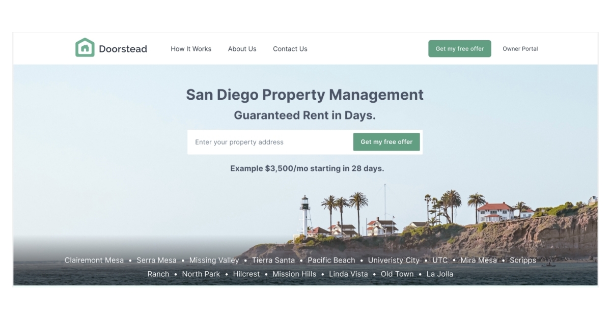 Doorstead Launches in San Diego, Now Serves Southern California Coast