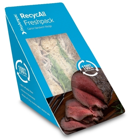 thumbnail A Market First: The ProAmpac RecycAll Freshpack sandwich skillet is an all-fiber sandwich skillet with a window, considered plastic-free in the United Kingdom and Europe. It provides much easier recycling for consumers. (Photo: Business Wire)