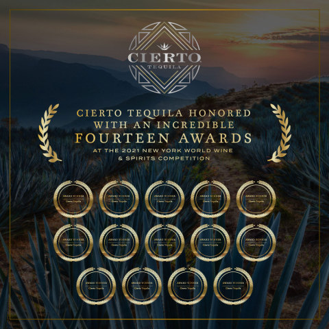 Cierto Tequila Honored With an Incredible Fourteen Awards at the 2021 New York World Wine & Spirits Competition (Photo: Business Wire)