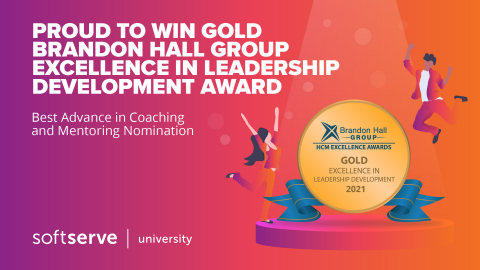 SOFTSERVE WINS GOLD IN 2021 BRANDON HALL GROUP EXCELLENCE IN LEADERSHIP DEVELOPMENT AWARDS (Graphic: Business Wire)