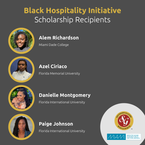 Black Hospitality Initiative scholarship recipients Alem Richardson, Azel Ciriaco, Danielle Montgomery, and Paige Johnson (Graphic: Business Wire)