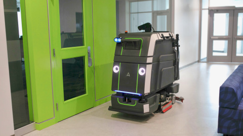 The Disinfection Add-On delivering an even more efficient, consistent and measurable clean with the functionality of the fully autonomous floor-scrubbing robot, Neo. (Photo: Business Wire)