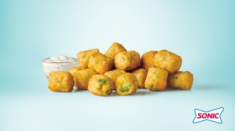 Featuring warm, steaming broccoli pieces, melty cheddar cheese and a satisfyingly crunchy exterior, SONIC Broccoli Cheddar Tots are the perfect bite-sized complement to your favorite SONIC order. (Photo: Business Wire)