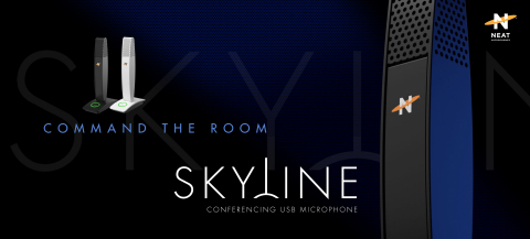 Neat Microphones' all-new Neat Skyline USB mic is the perfect desktop addition to significantly improve how you sound when conferencing with co-workers, family, and friends. Pre-order today so you can command the room with Skyline when it launches in October. MSRP $69.99 (Graphic: Business Wire)