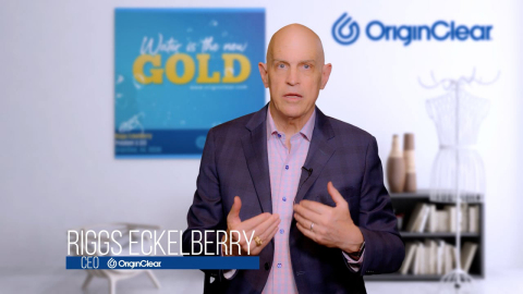 Riggs Eckelberry, OriginClear CEO, explaining the ClearAqua concept in a recent video. Watch the presentation here: https://youtu.be/lK6H1xNz5Tk (Photo by OriginClear)