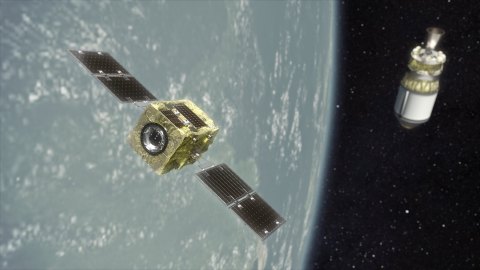 Render of Astroscale's ADRAS-J satellite, to be launched by Rocket Lab's Electron launch vehicle. (Photo: Business Wire)
