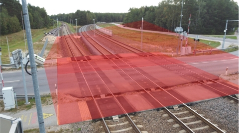 thumbnail Visualization of Belam’s obstacle detection system scanning area – dangerous zone on the level crossing. ©Belam. Photo Credit: Belam