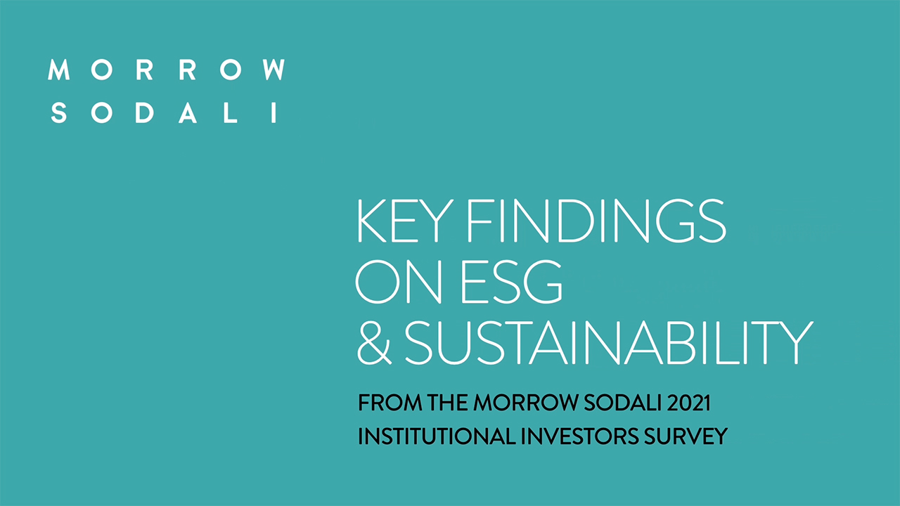 Contact us to turn your ESG issues into a competitive advantage. All companies, regardless of their sector, are experiencing increased investor scrutiny on how they approach the need for a robust corporate governance framework that effectively considers environmental and social issues. Morrow Sodali provides bespoke Environmental, Social and Governance (ESG) Advisory Services to help companies manage shareholders’ expectations on ESG risks, opportunities and disclosures. We help clients benchmark their ESG disclosure, with reference to their institutional shareholder base and advise on best ESG practices including how to engage effectively with investors on key topics. Learn more: https://lnkd.in/eg6BRPD (Video: Business Wire)