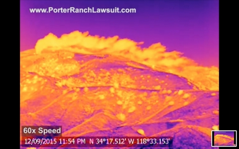 Infrared image of the uncontrollable release of natural gas during the Aliso Canyon Gas Well Blowout. (Photo: Business Wire)