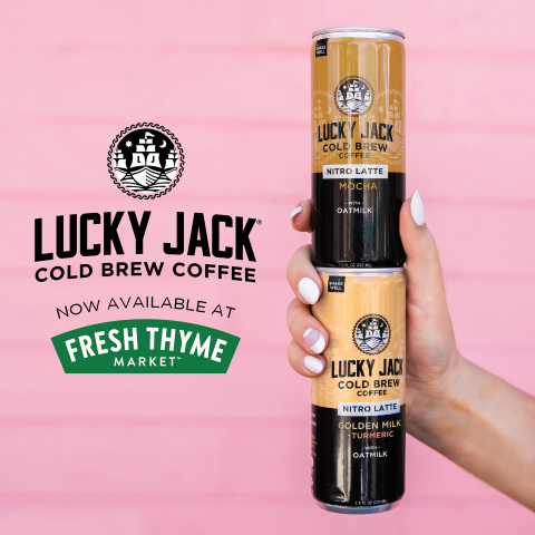 Known for ready-to-drink cold brews and cold brew concentrates, Lucky Jack Coffee recently launched ready-to-drink Nitro Cold Brew Oatmilk Lattes, which combines sustainable small-batch cold brew and healthy ingredients with a blend of smooth oat milk. To offer a great tasting, healthy cold brew for on-the-go consumers, Fresh Thyme Market has stocked the Mocha and Golden Milk + Turmeric flavors. The Mocha is a delicious cold brew latte that offers a deep flavor that can only be created through the steeping process and provides a punch of caffeine. Health-conscious consumers love the Golden Milk + Turmeric Oatmilk Latte, a drink that offers everything in one tasty coffee: plant-based, infused with superfoods and functional ingredients that tap into the latest health and wellness trends. Certified organic, gluten-free, nut-free, and kosher, each 7.5 fl. oz. can packs 130 mg of organic caffeine per serving, and just 80 calories or less, with no more than 5 grams of sugar. (Photo: Business Wire)