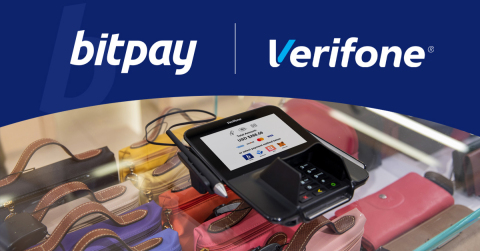 At checkout, consumers will select their preferred crypto wallet on a Verifone device and scan an on-screen QR code using their crypto wallet to complete the transaction. Once the crypto funds have been received by BitPay, the merchant will receive an approval message on the in-store terminal. (Photo: Business Wire)