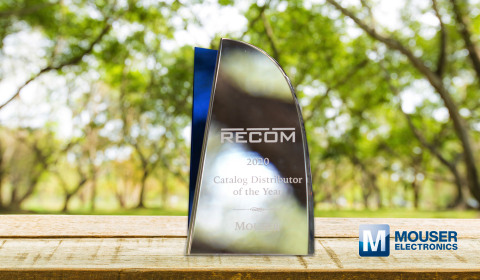Mouser Electronics has been named 2020 Catalog Distributor of the Year by RECOM Power, Inc., who cited Mouser's commitment to New Product Introductions and global customer growth. (Photo: Business Wire)