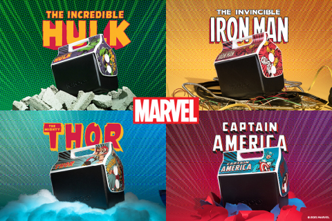 This collection includes four Little Playmate coolers, each with a Marvel comic book-inspired design showcasing some of the original Marvel’s Avengers — Captain America, Hulk, Iron Man and Thor — and is available today at igloocoolers.com/marvel. (Graphic: Business Wire)